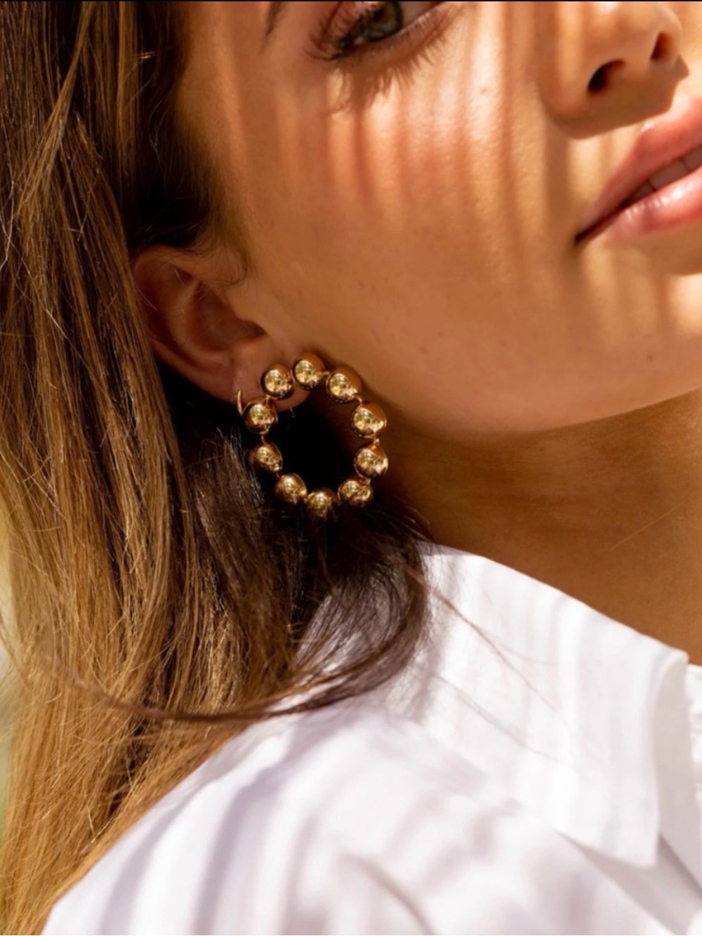 Elan Gold Beaded Circle Hoop Earrings – Women's Statement Jewelry